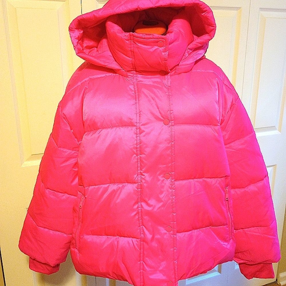 Barbiecore Gap Barbie Pink Recycled Eco-friendly Puffer NWT XXL - Picture 4 of 15
